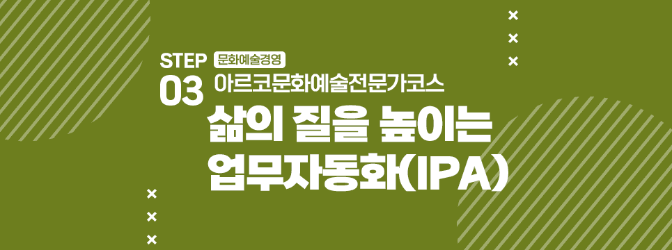 STEP03 문화예술경영 아르코문화예술전문가코스 삶의 질을 높이는 업무자동화(IPA)